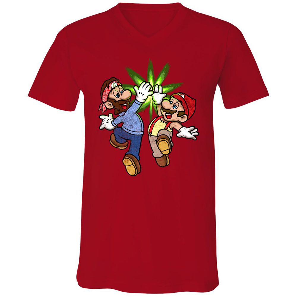 Unisex V-Neck T-Shirt - HKUP1CQE - Red - 3