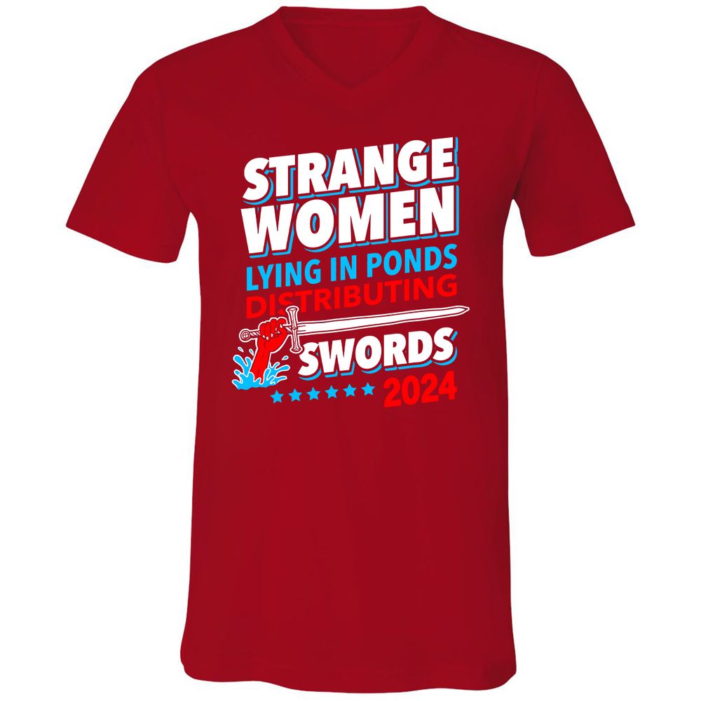 Unisex V-Neck T-Shirt - NBRBET69 - Red - 3