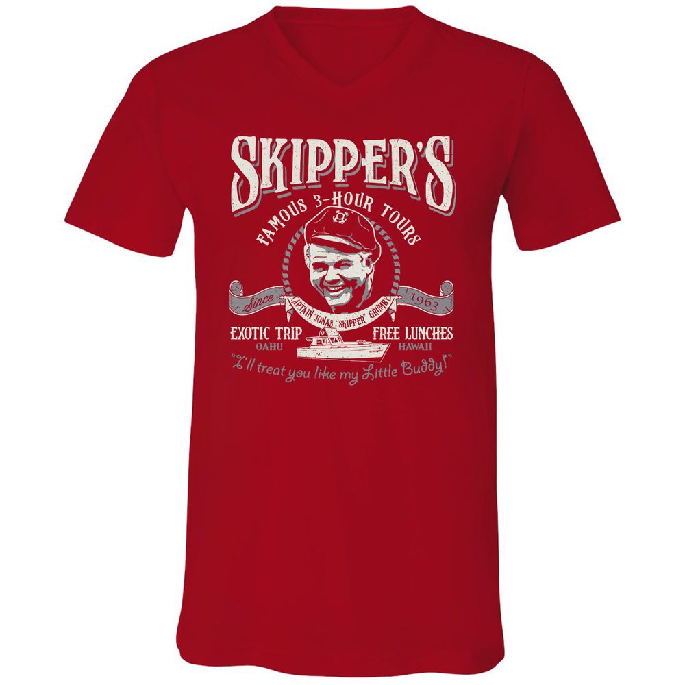 Unisex V-Neck T-Shirt - J5RN1BFE - Red - 3