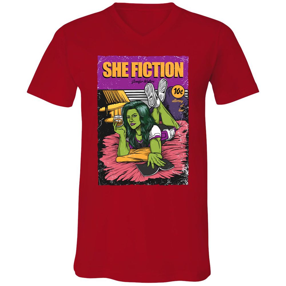 Unisex V-Neck T-Shirt - X1QNLK64 - Red - 3