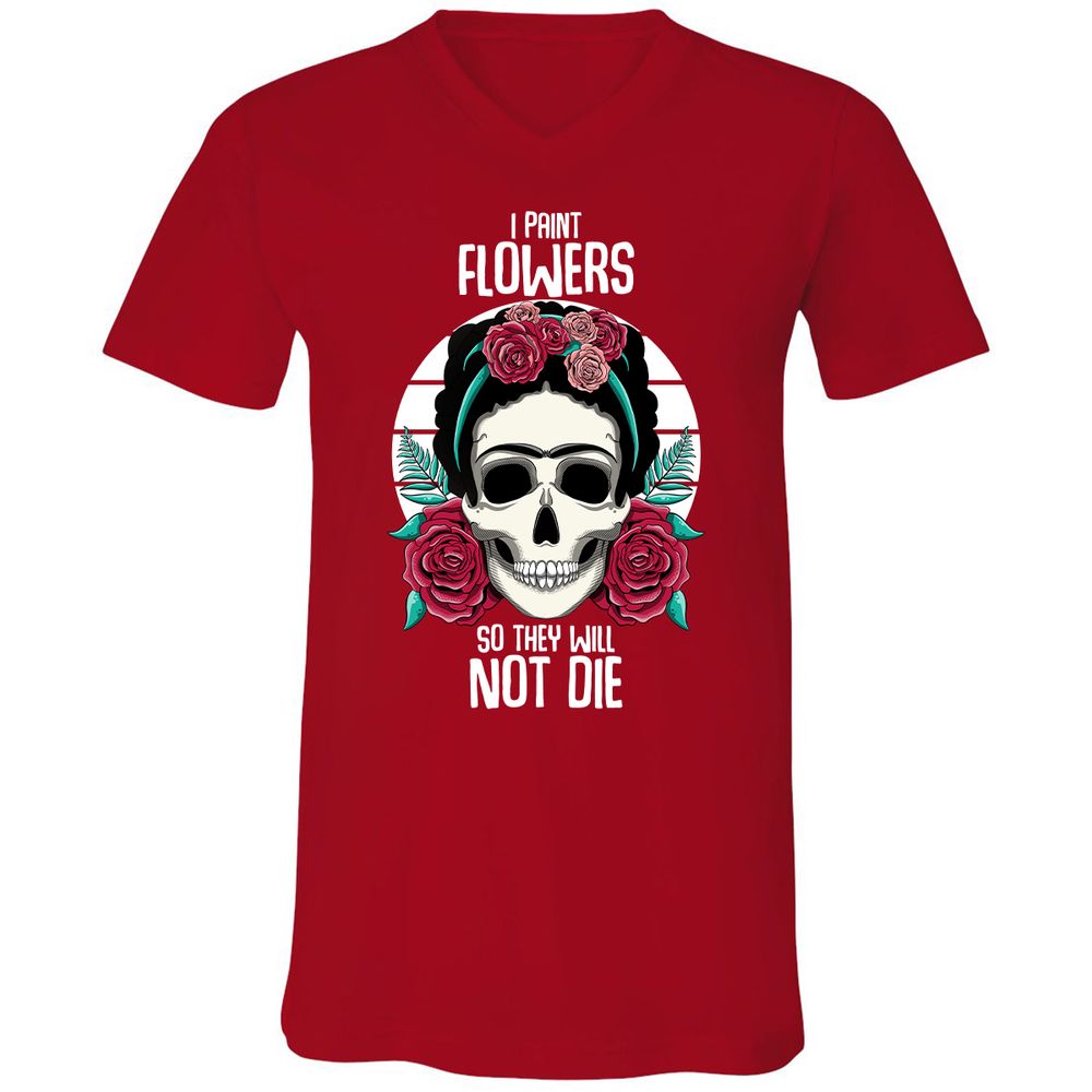 Unisex V-Neck T-Shirt - JXFCFX79 - Red - 3