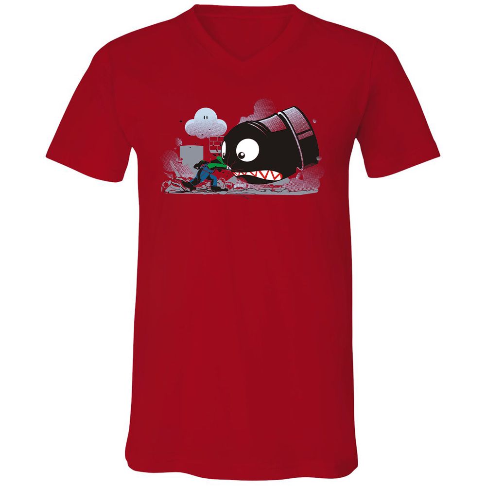Unisex V-Neck T-Shirt - 7DYS8K68 - Red - 3