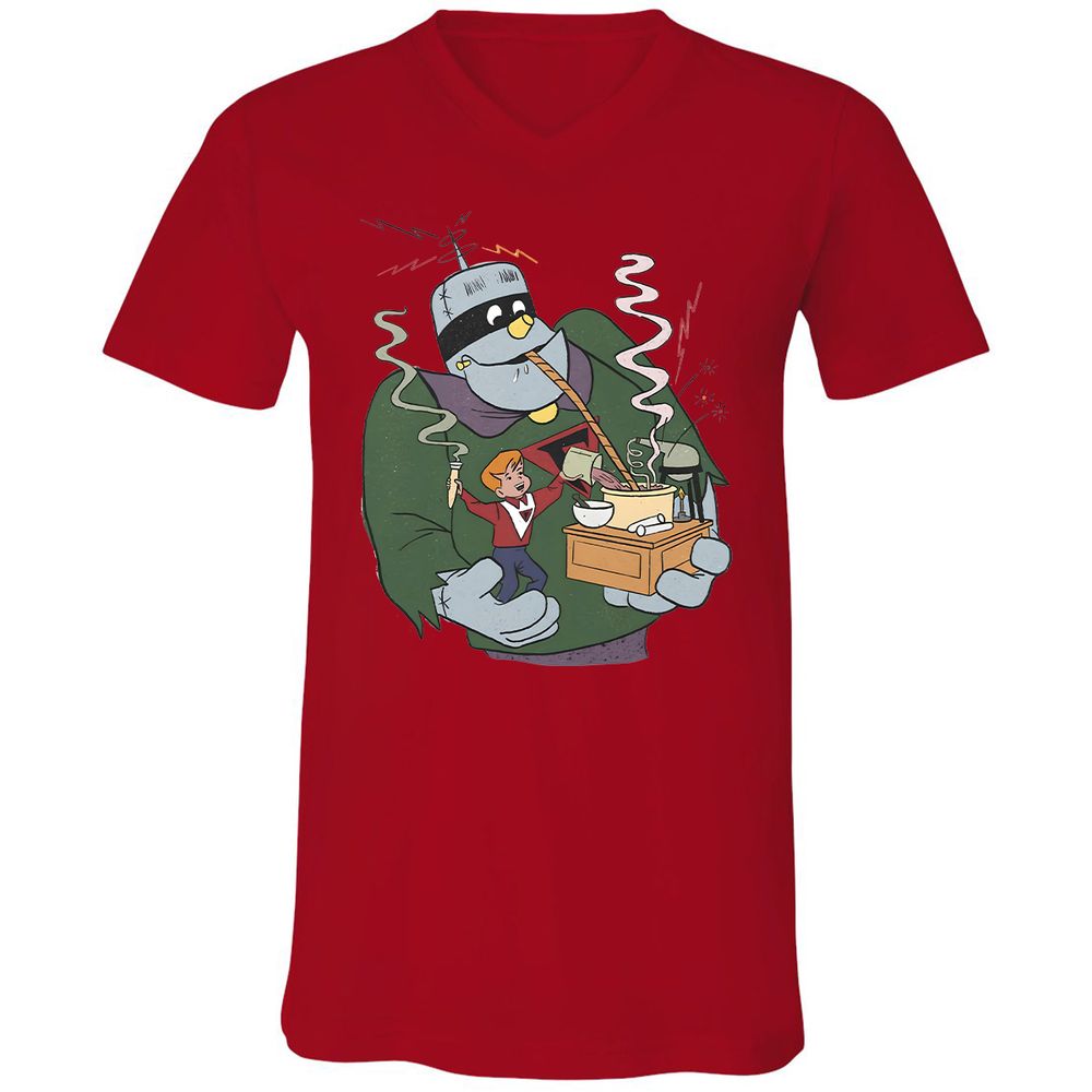 Unisex V-Neck T-Shirt - 7L8XSWLN - Red - 3