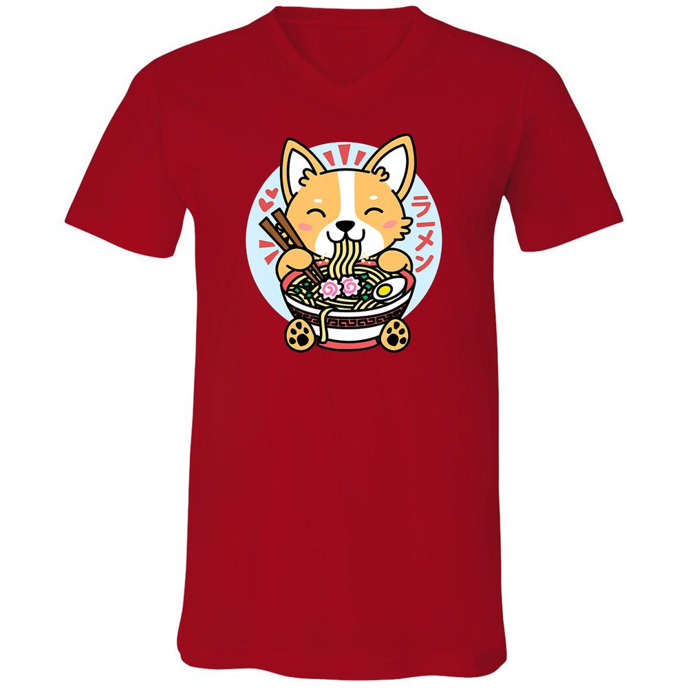Unisex V-Neck T-Shirt - 6H2FKG3E - Red - 3