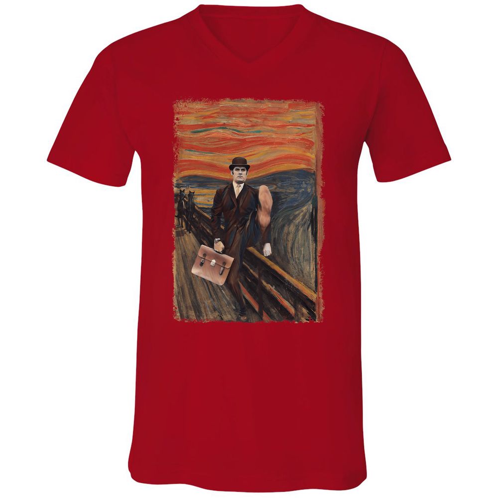 Unisex V-Neck T-Shirt - HGMBPL17 - Red - 3