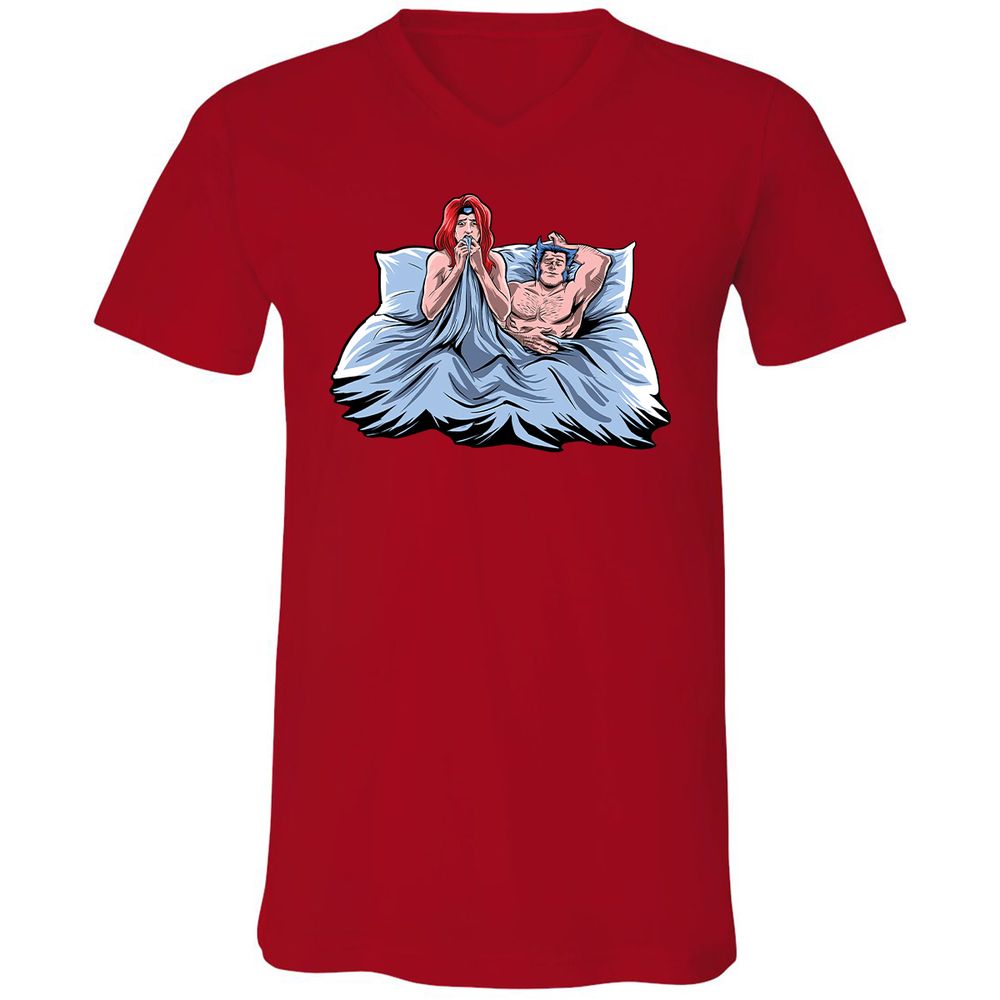 Unisex V-Neck T-Shirt - C2SWH7GX - Red - 3