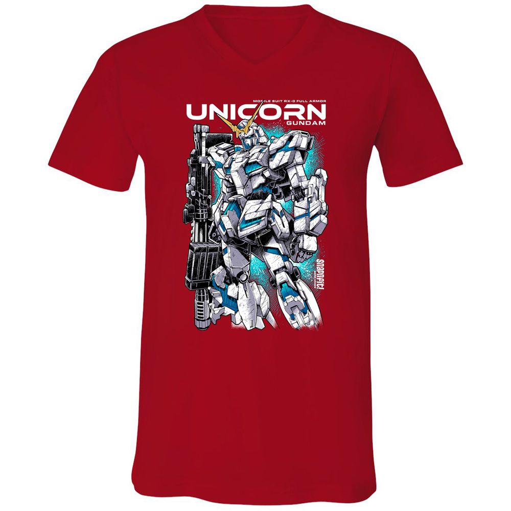 Unisex V-Neck T-Shirt - EEEMHEEJ - Red - 3