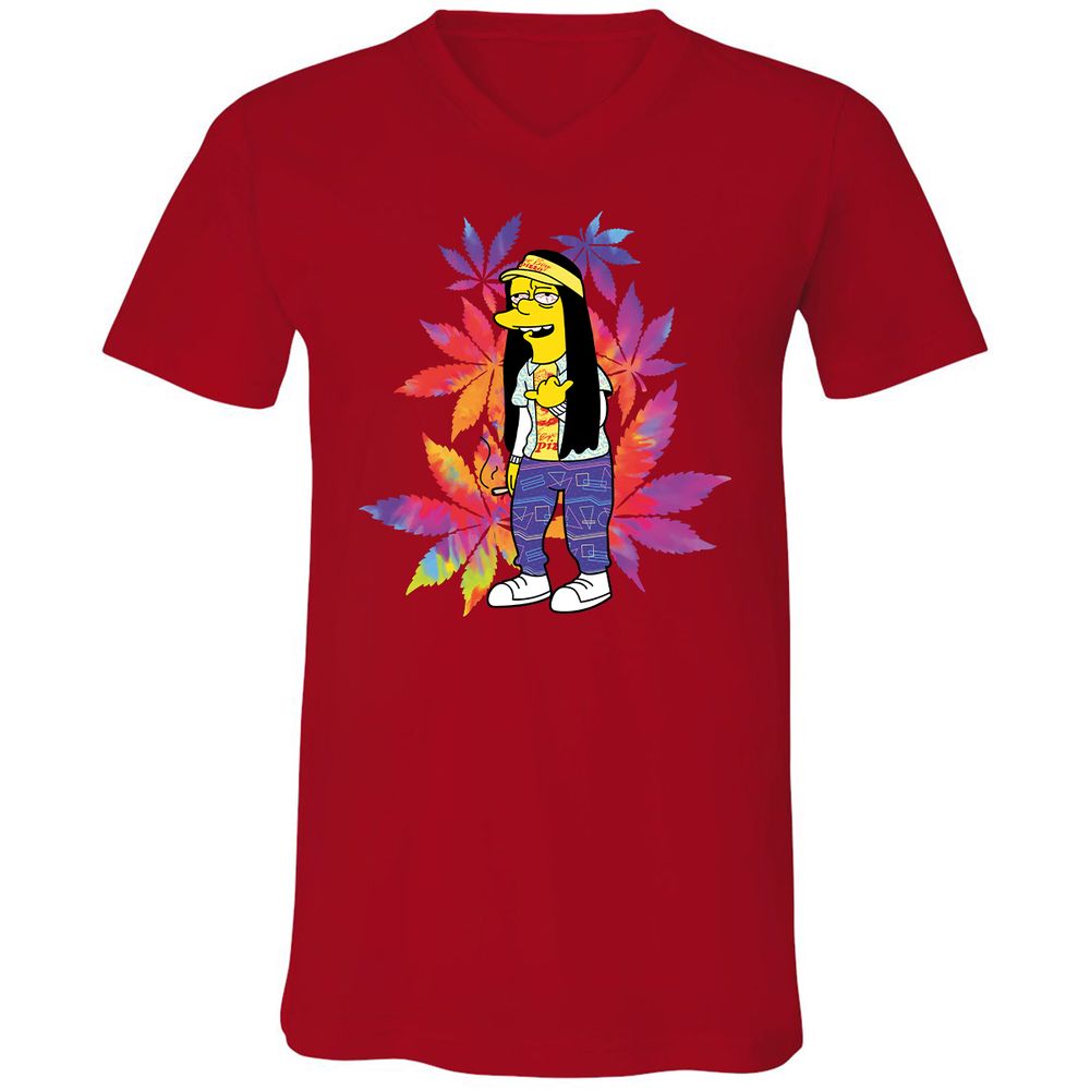 Unisex V-Neck T-Shirt - Z6S3TX8D - Red - 3