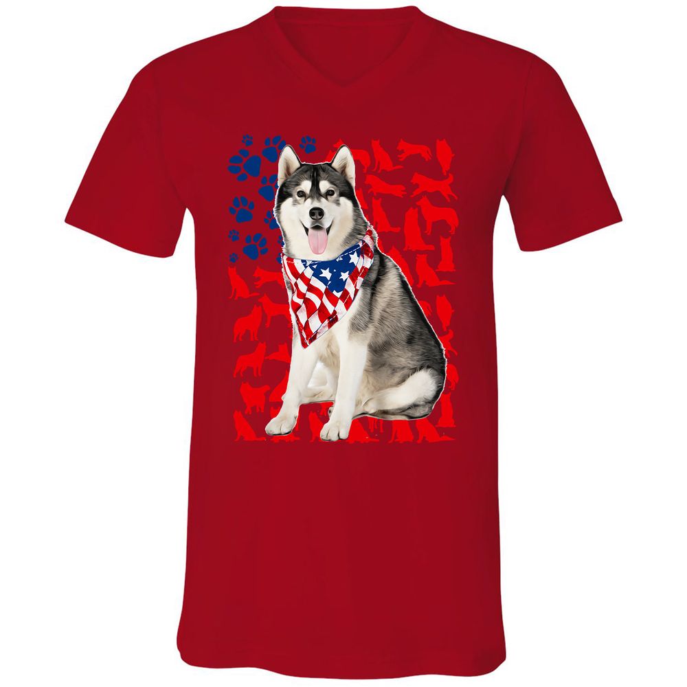 Unisex V-Neck T-Shirt - 7WALB3SP - Red - 3