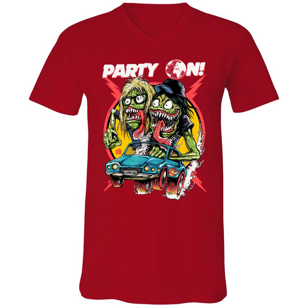 Unisex V-Neck T-Shirt - XLLB9NTX - Red - 3