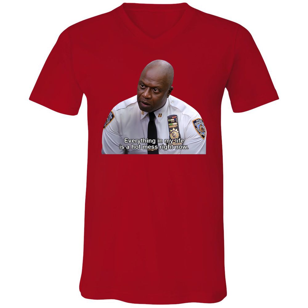 Unisex V-Neck T-Shirt - FYYM5YFT - Red - 3