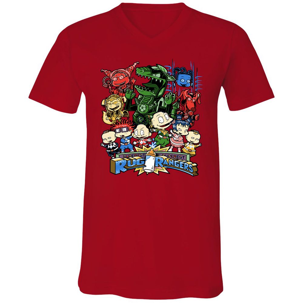 Unisex V-Neck T-Shirt - XFUJG6YF - Red - 3