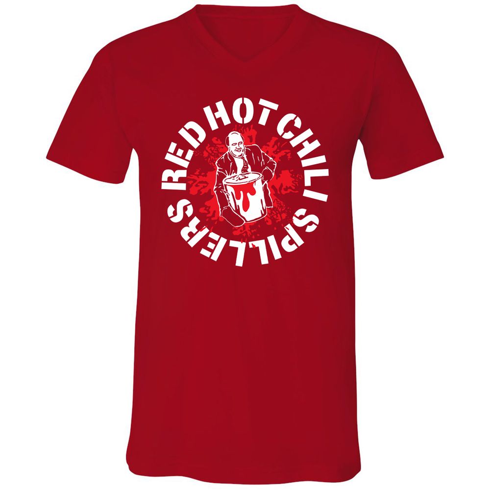 Unisex V-Neck T-Shirt - 8PHQ6CLJ - Red - 3