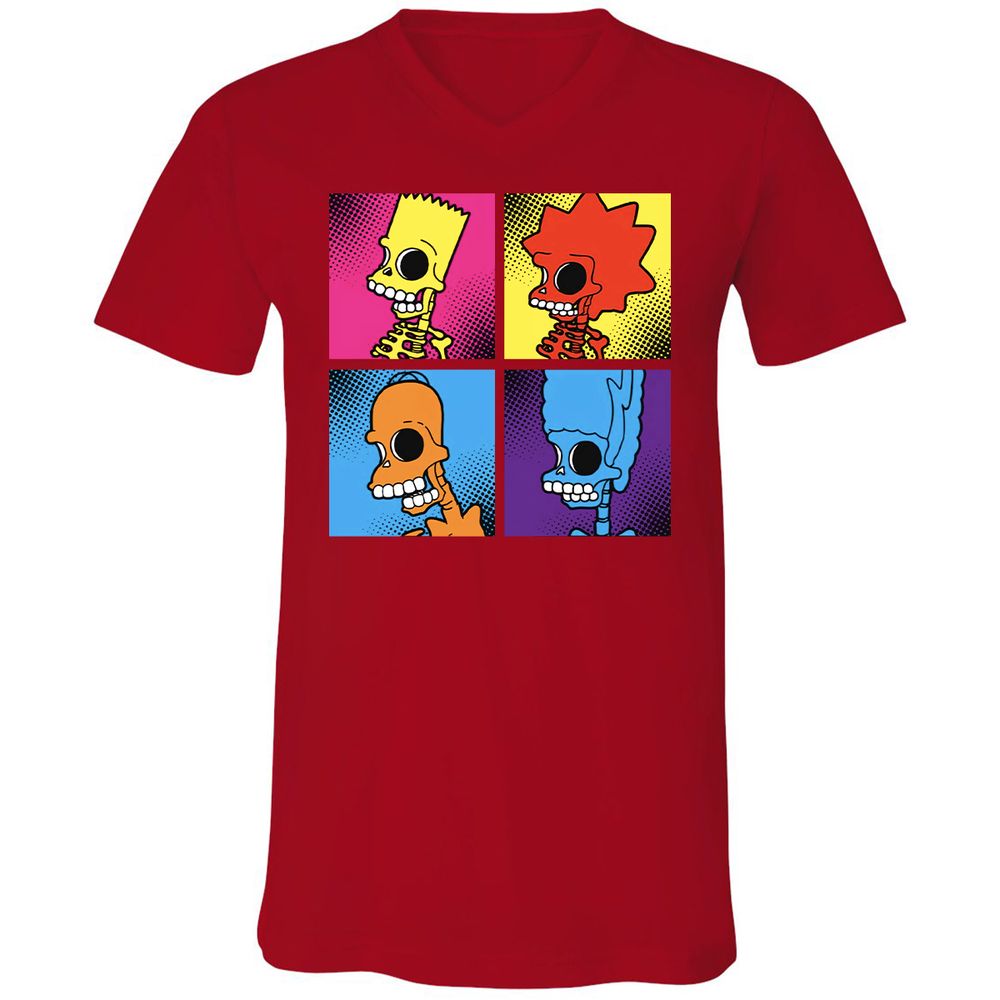 Unisex V-Neck T-Shirt - 5S9KB44U - Red - 3