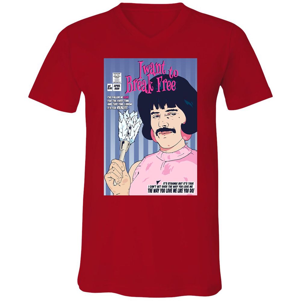 Unisex V-Neck T-Shirt - GGVQ9WXT - Red - 3