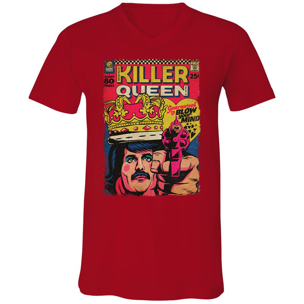 Unisex V-Neck T-Shirt - 919DA3VK - Red - 3