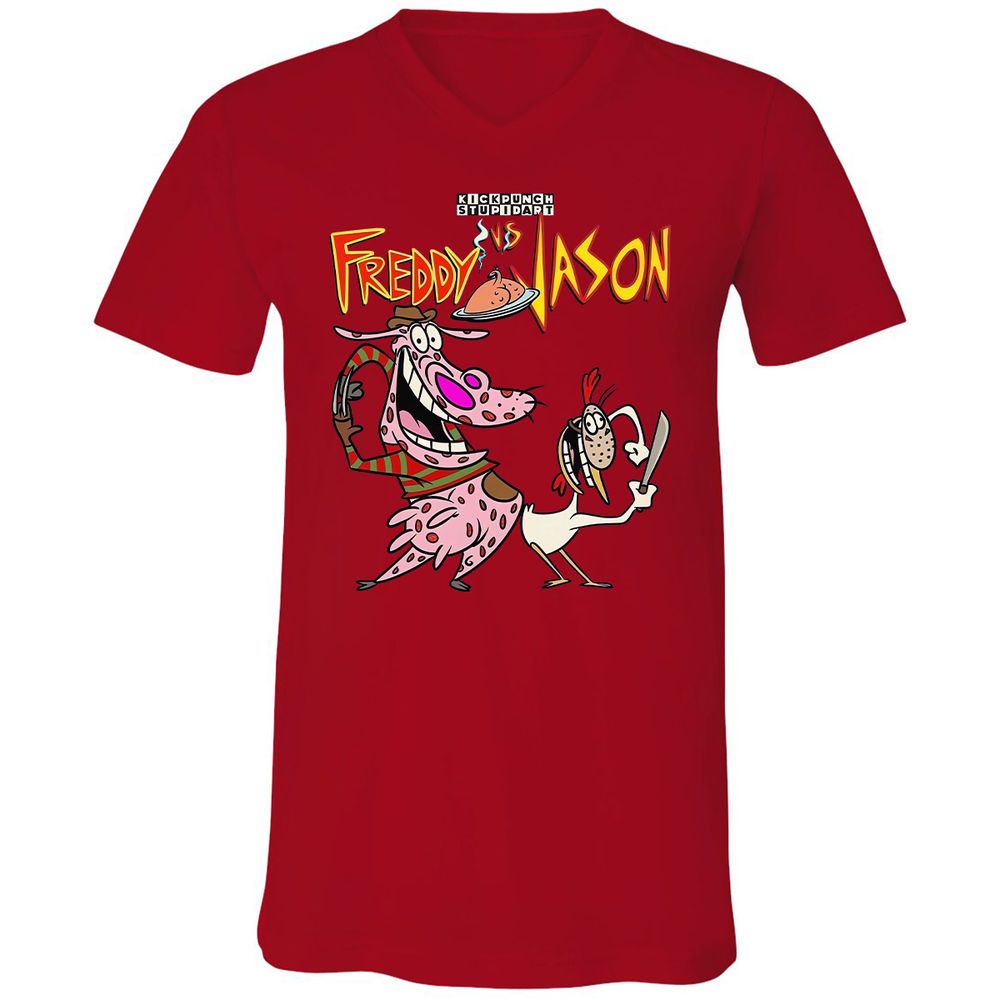 Unisex V-Neck T-Shirt - 1PNYXVFX - Red - 3