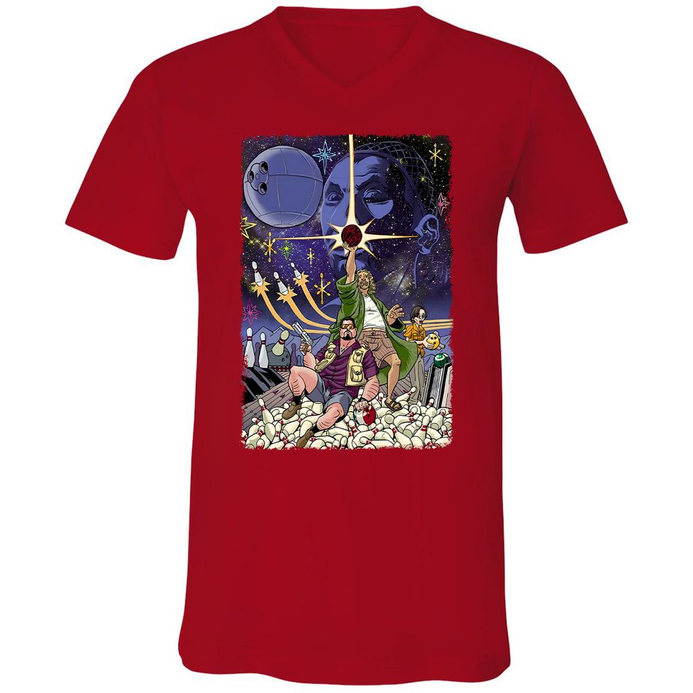 Unisex V-Neck T-Shirt - 9Y5VN3E2 - Red - 3