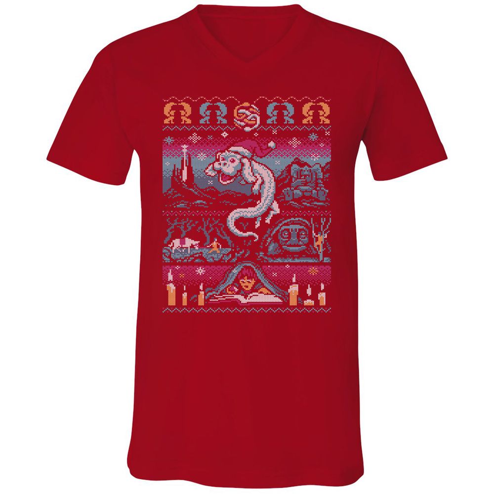 Unisex V-Neck T-Shirt - 9ZKDRY92 - Red - 3