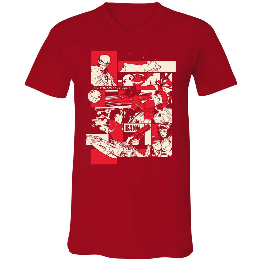 Unisex V-Neck T-Shirt - YDNZ35LC - Red - 3