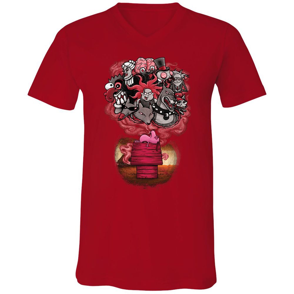 Unisex V-Neck T-Shirt - 7XVA3XHJ - Red - 3