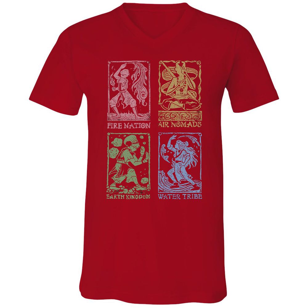 Unisex V-Neck T-Shirt - XSV3BGDW - Red - 3