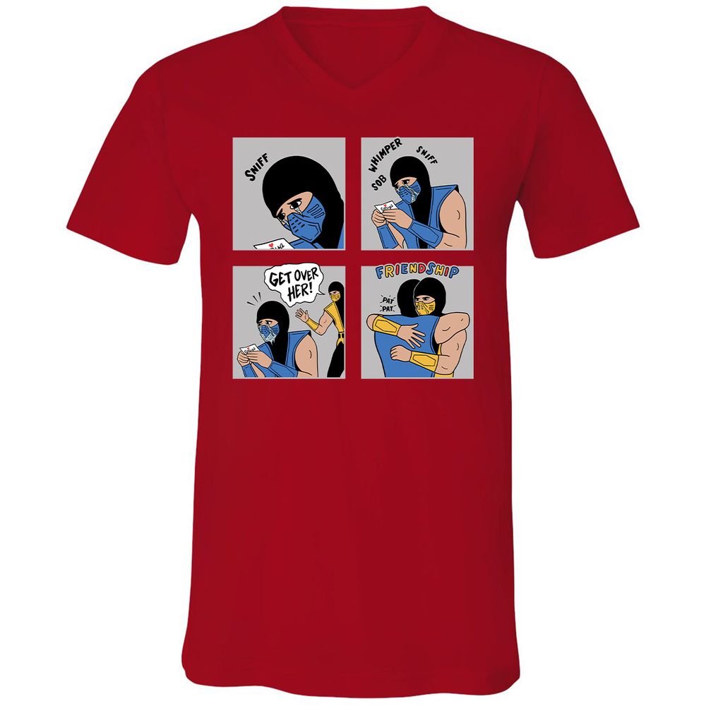 Unisex V-Neck T-Shirt - 77UYTX1L - Red - 3