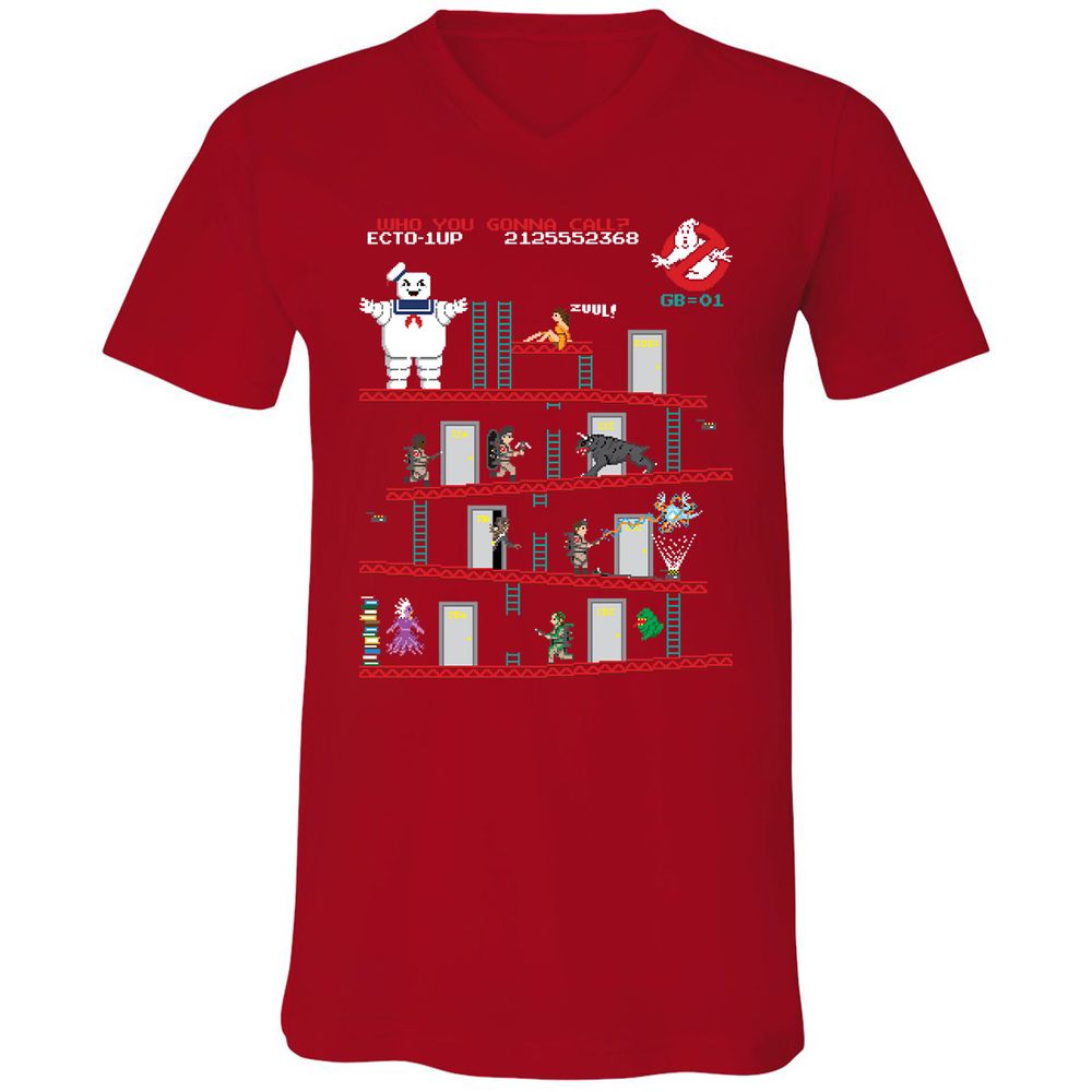 Unisex V-Neck T-Shirt - E274X3T8 - Red - 3