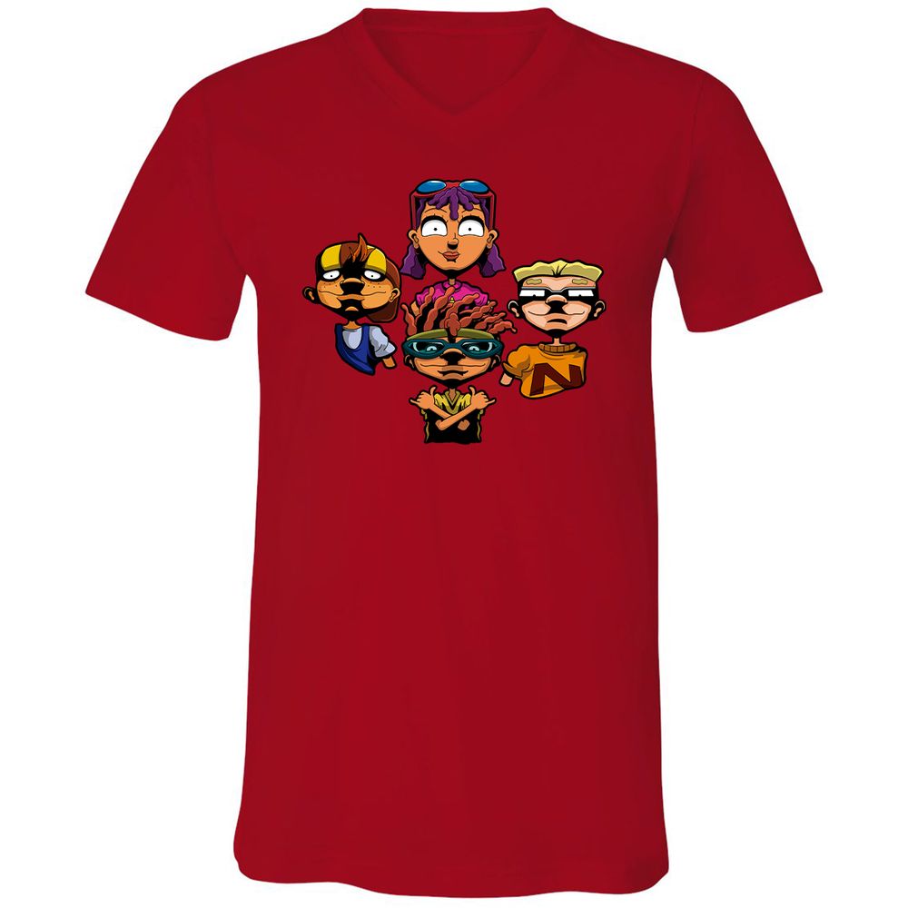 Unisex V-Neck T-Shirt - AZ3SAE4U - Red - 3