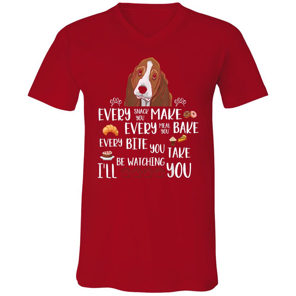 Unisex V-Neck T-Shirt - D66MJU5H - Red - 3