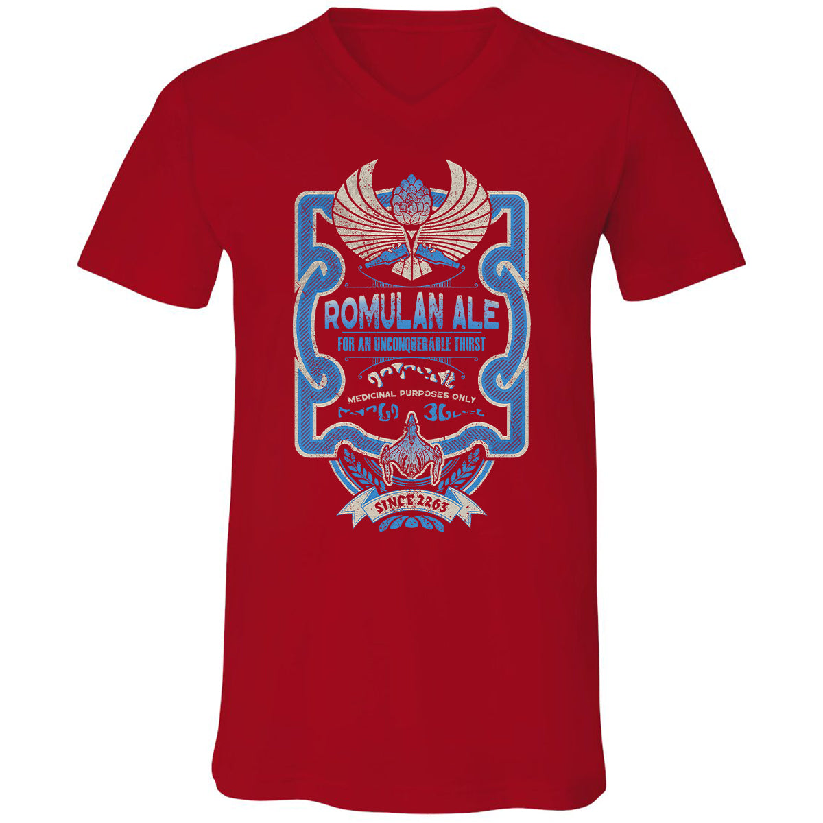 Unisex V-Neck T-Shirt - R5HQYUBM - Red - 3