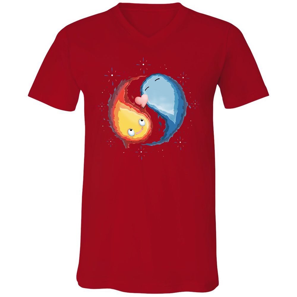 Unisex V-Neck T-Shirt - 4W92J8UJ - Red - 3