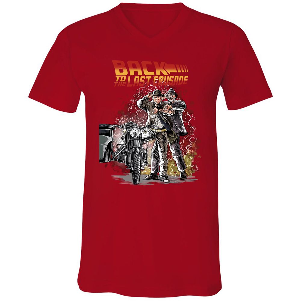 Unisex V-Neck T-Shirt - 7P1R84R6 - Red - 3
