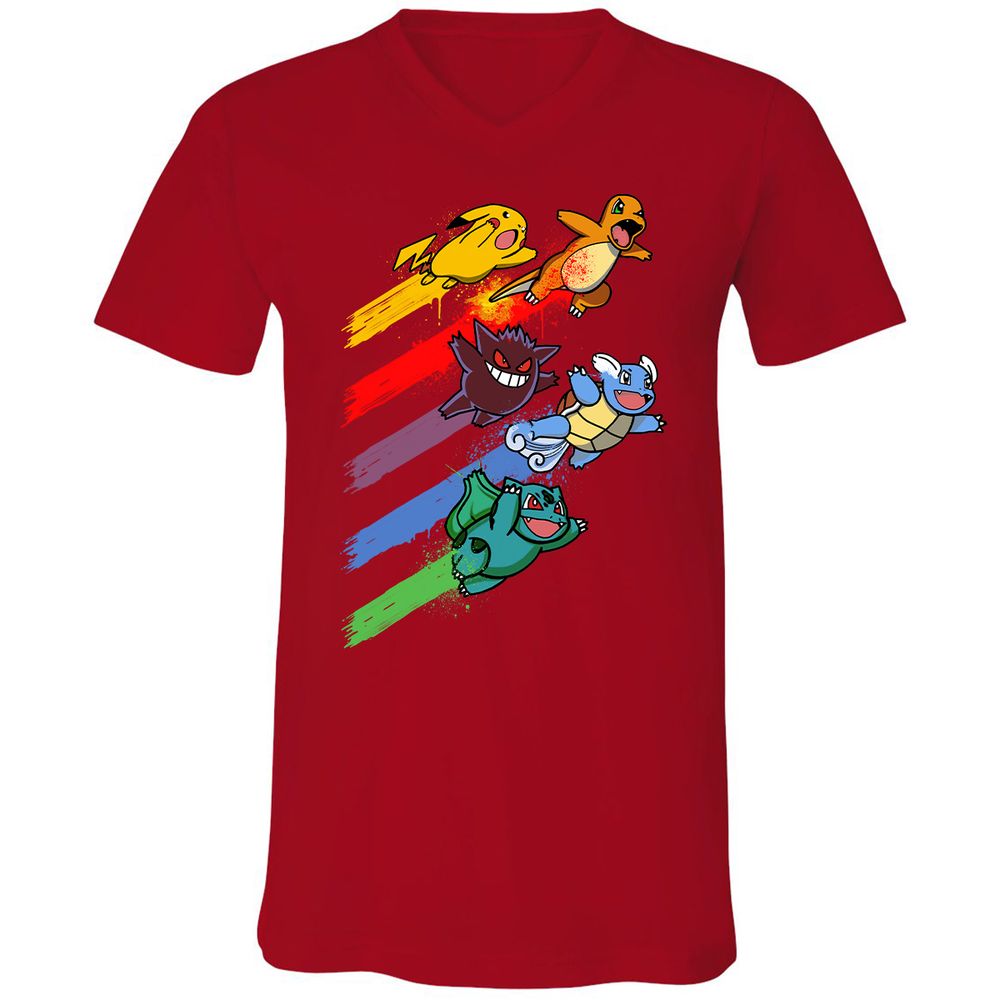 Unisex V-Neck T-Shirt - AX36VT72 - Red - 3