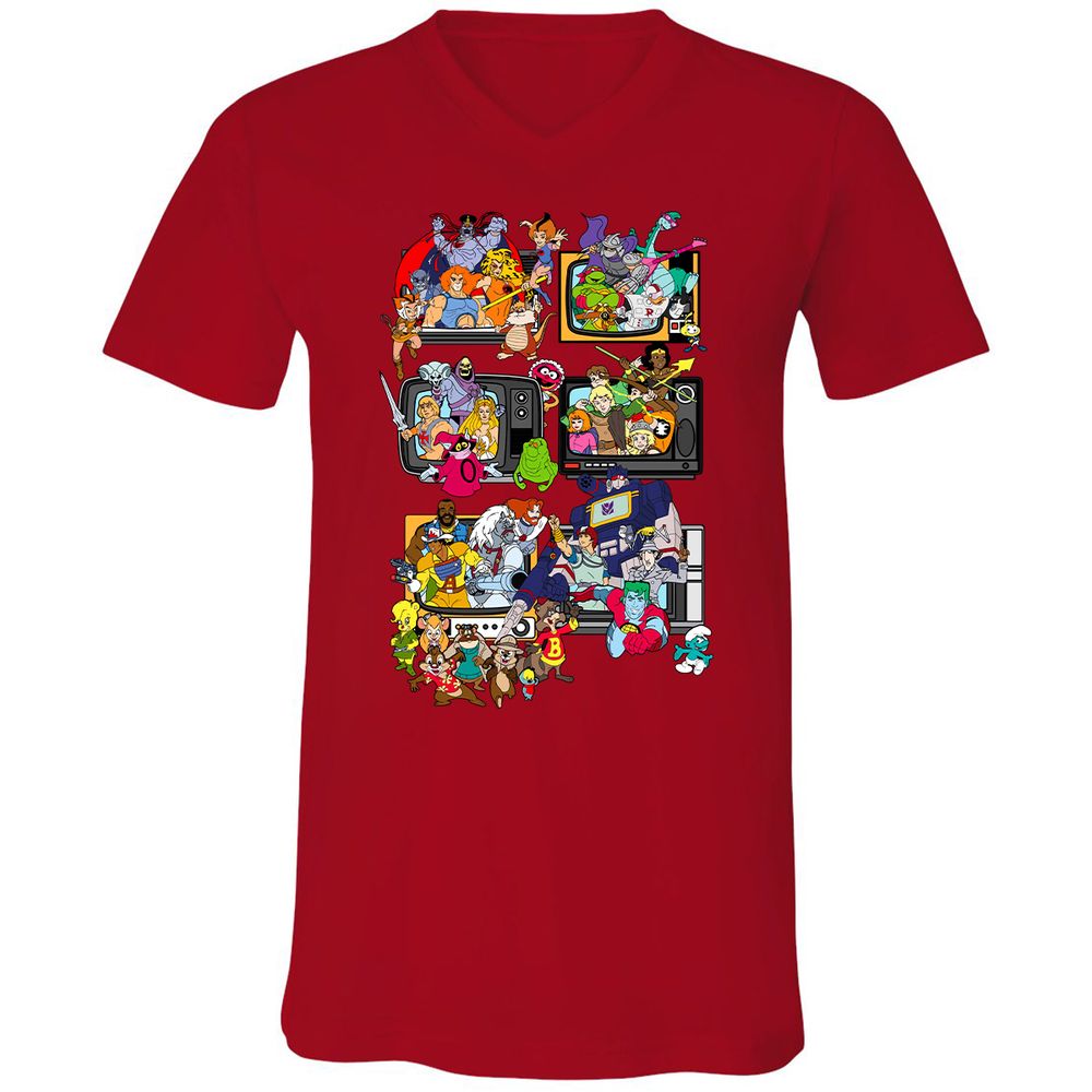 Unisex V-Neck T-Shirt - NK7KXUBF - Red - 3