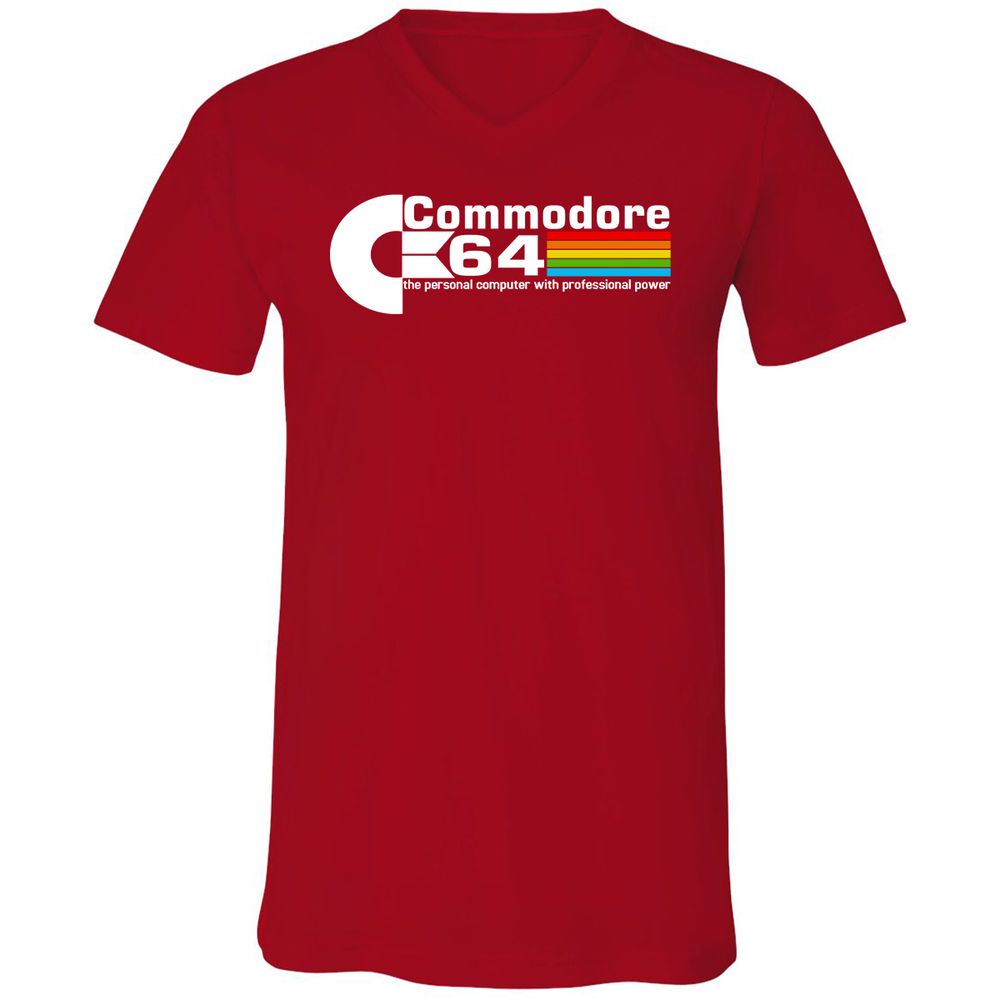 Unisex V-Neck T-Shirt - QE6GK54M - Red - 3
