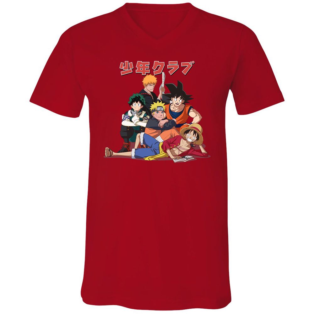 Unisex V-Neck T-Shirt - B54SA8AQ - Red - 3