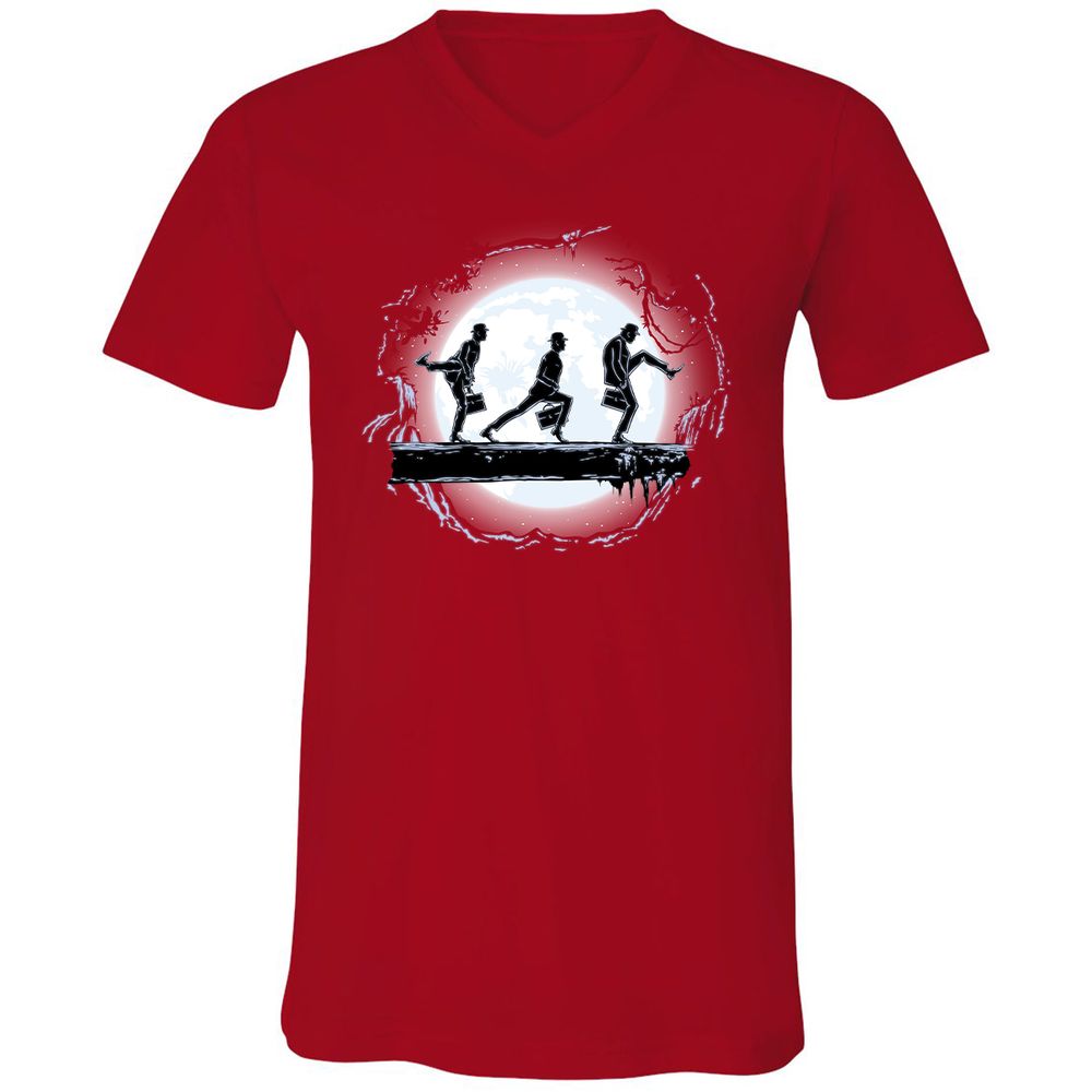 Unisex V-Neck T-Shirt - FXM7SQU2 - Red - 3