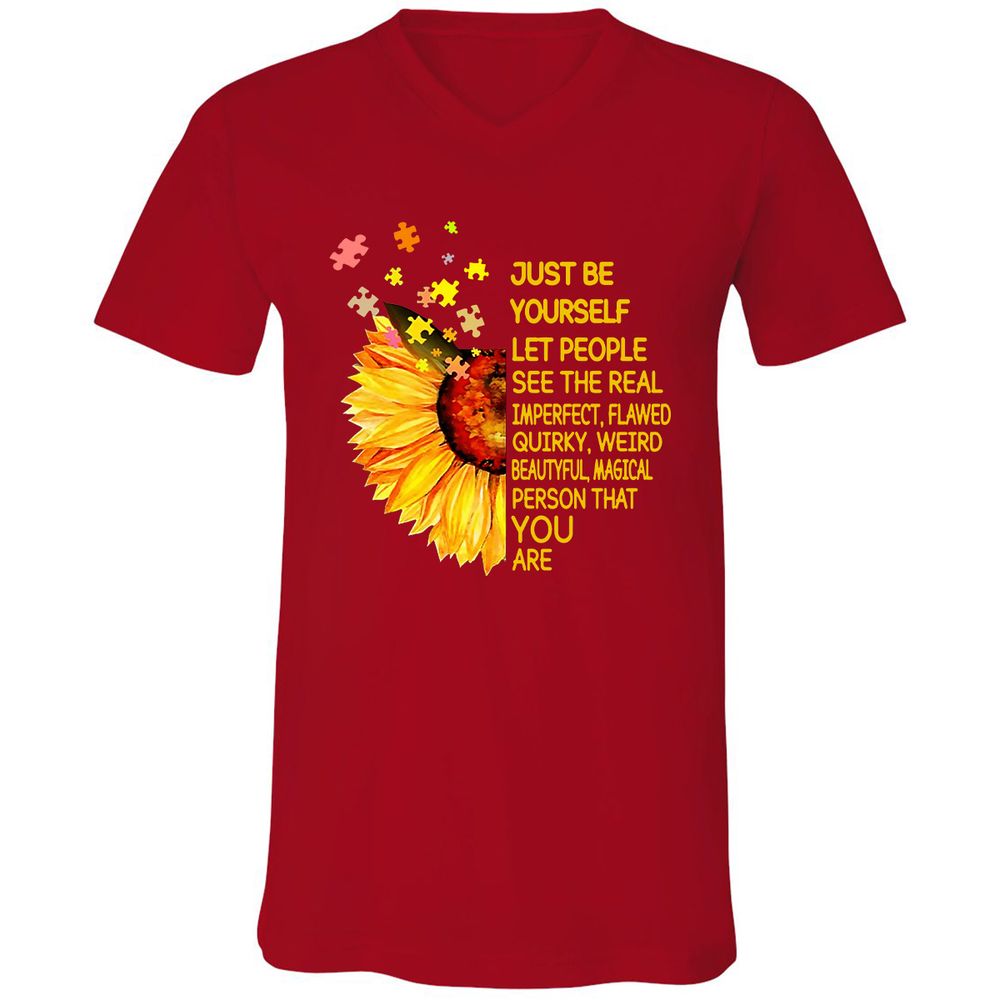 Unisex V-Neck T-Shirt - MM3Y337K - Red - 3