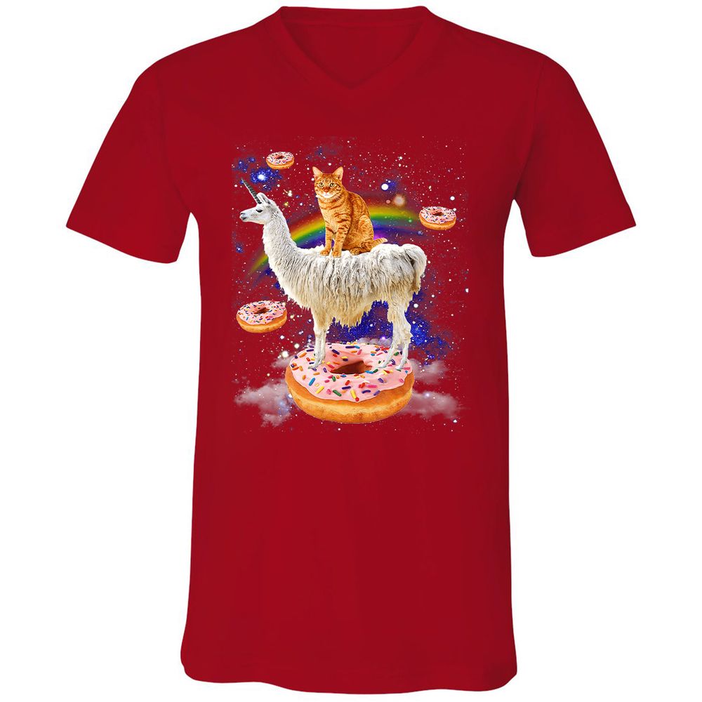 Unisex V-Neck T-Shirt - 4SMALEQW - Red - 3