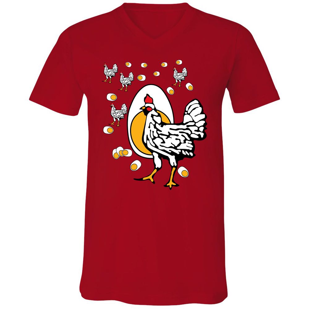 Unisex V-Neck T-Shirt - HEM4Y7J5 - Red - 3