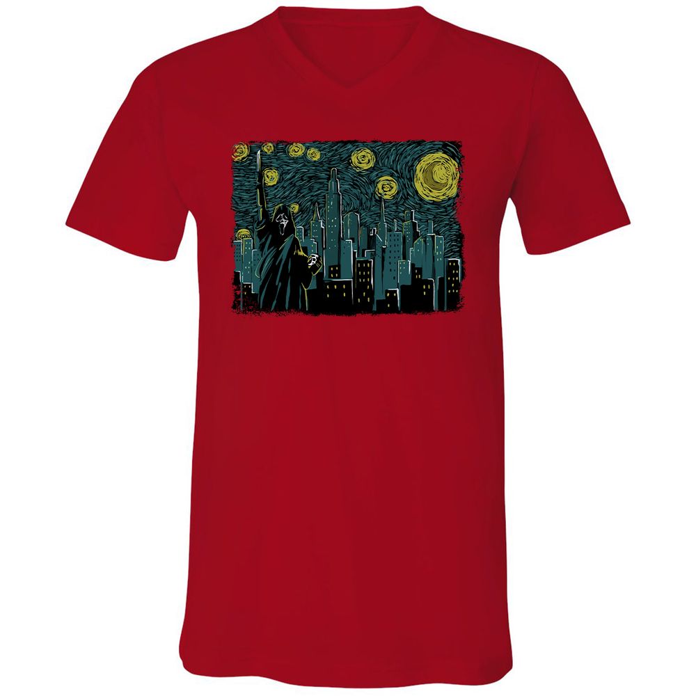 Unisex V-Neck T-Shirt - GDW94Q9B - Red - 3