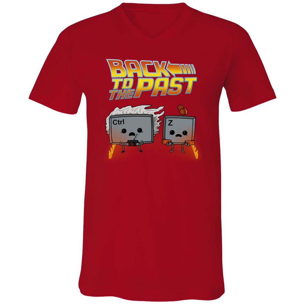 Unisex V-Neck T-Shirt - 8Y6F1LN1 - Red - 3