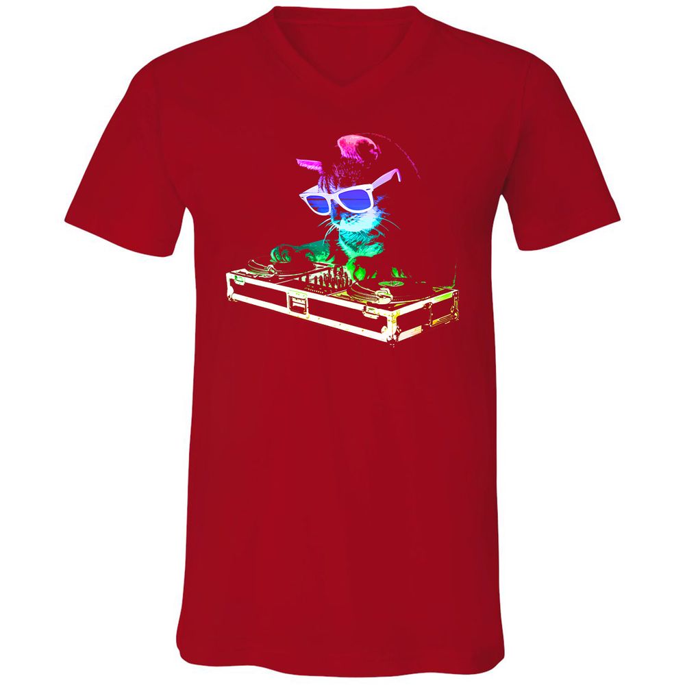 Unisex V-Neck T-Shirt - VY61PJTJ - Red - 3