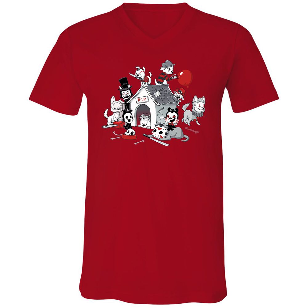 Unisex V-Neck T-Shirt - FHNJ9RKM - Red - 3