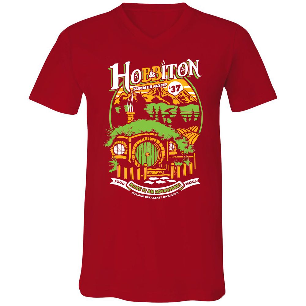 Unisex V-Neck T-Shirt - F7FURN7Q - Red - 3
