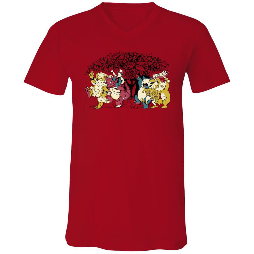 Unisex V-Neck T-Shirt - NZB1VPYZ - Red - 3