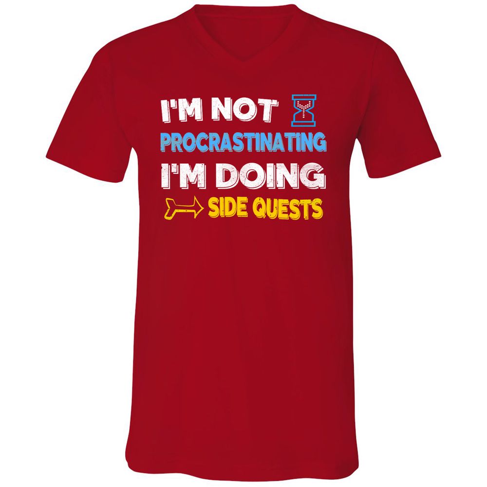 Unisex V-Neck T-Shirt - 7M3E573W - Red - 3