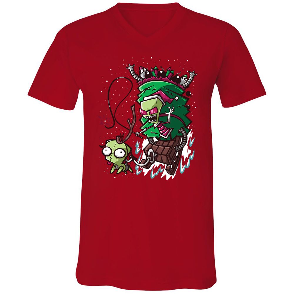 Unisex V-Neck T-Shirt - PCYQ5AK1 - Red - 3