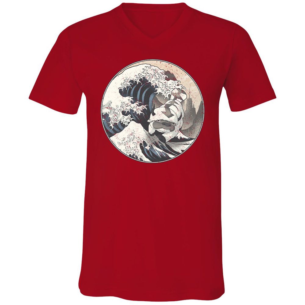 Unisex V-Neck T-Shirt - 12XQEJCS - Red - 3